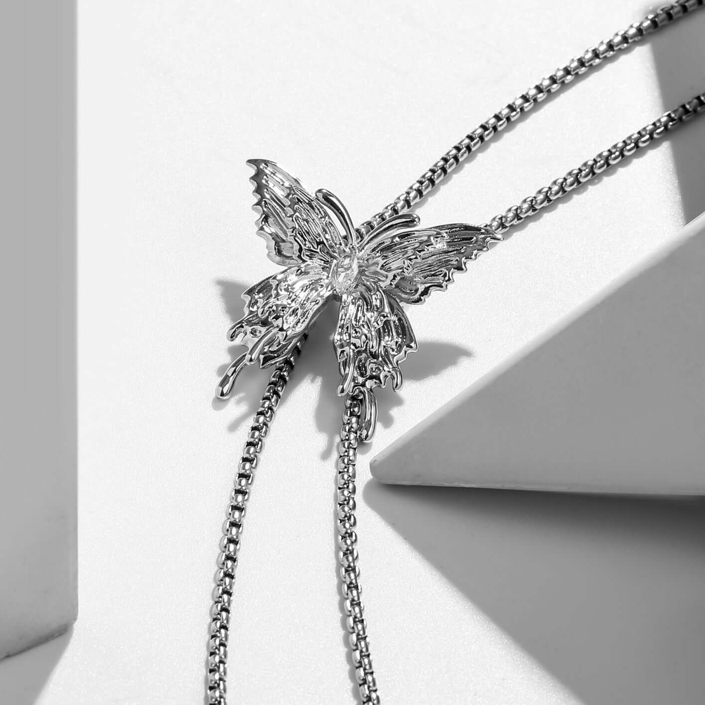 Elegant Multi-Way Lariat Butterfly Necklace with Tassel - Adjustable Layering Pendant for Women | Perfect for Parties, Weddings & Everyday Wear | HN3025