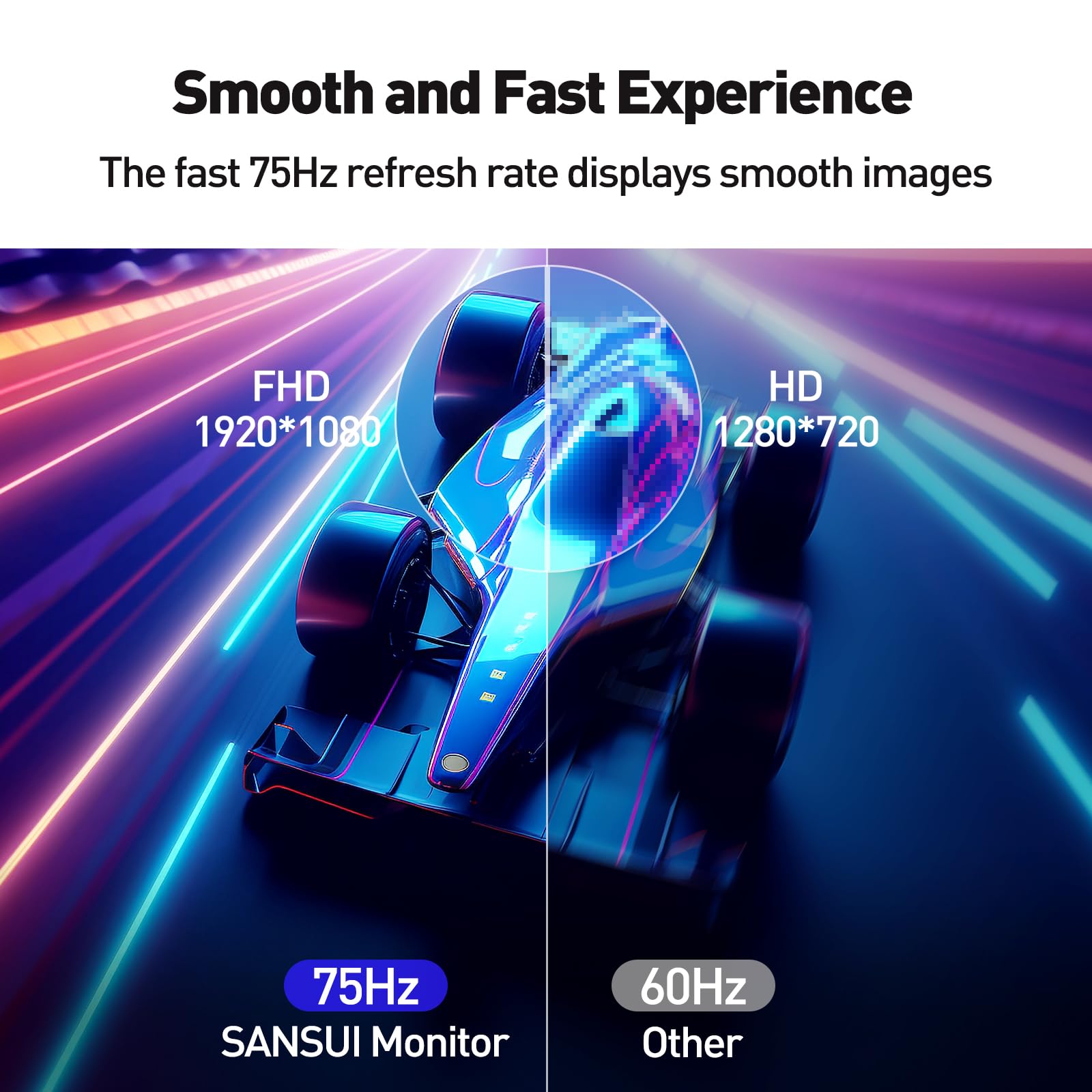 22 Inch SANSUI IPS Monitor - 75Hz FHD 1080P, Ultra-Thin Design with HDMI & VGA Ports, Tilt Adjustable & VESA Mount Compatible, 178° Wide Viewing Angle for Eye Comfort - Perfect for Gaming, Office Work, and Home Entertainment