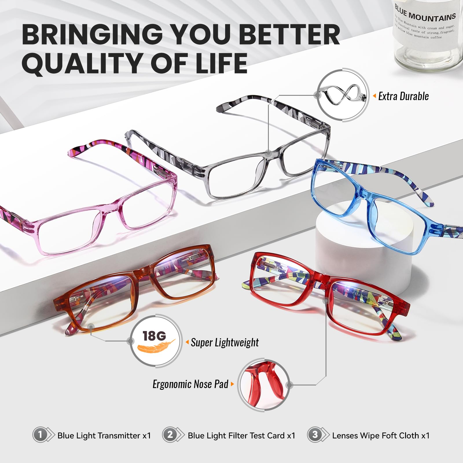 Gaoye Blue Light Blocking Reading Glasses for Men & Women - Computer Glasses with Anti-UV Protection - Perfect for Office Work, Screen Time & Night Reading