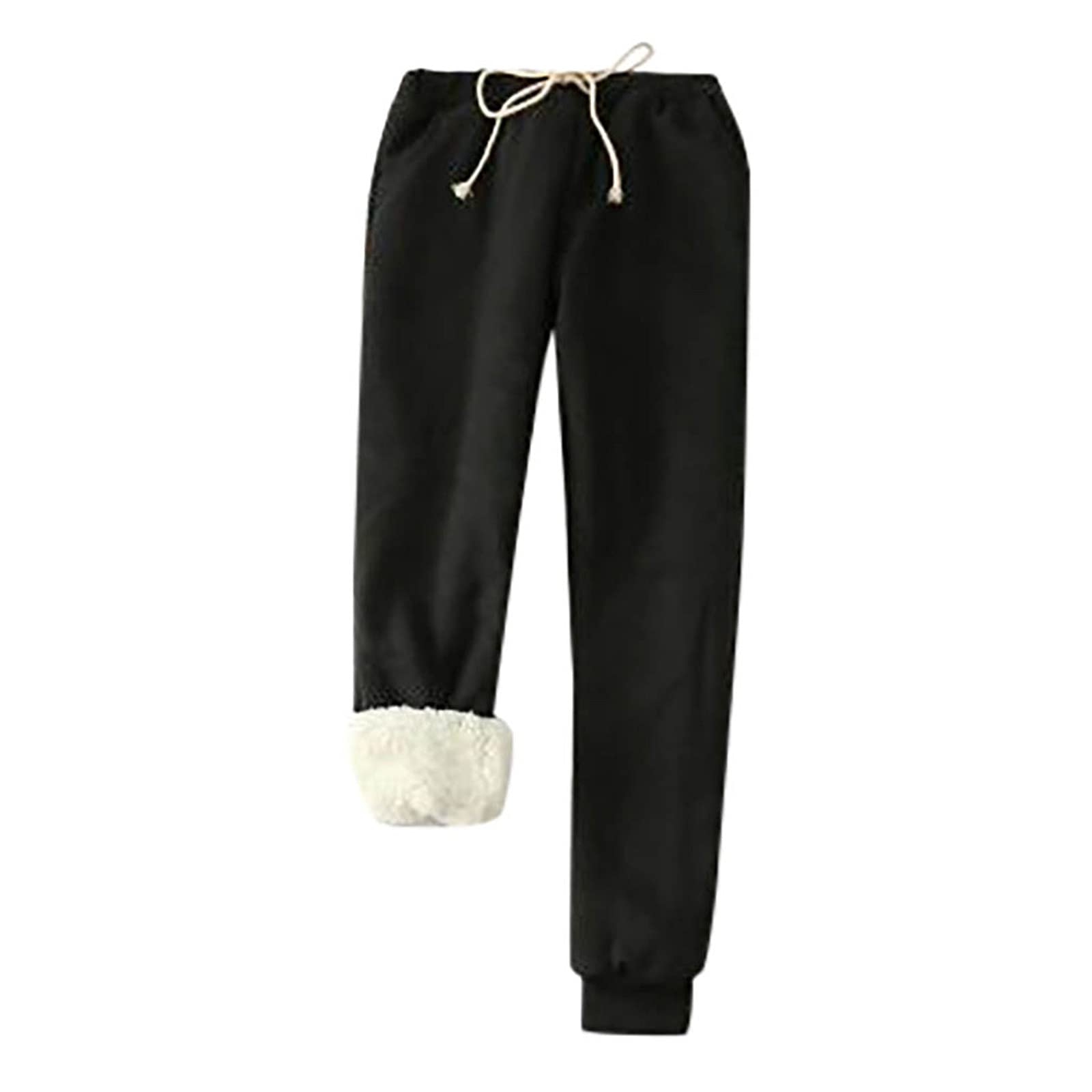 Women's Fleece Lined Joggers - Sherpa Lined Winter Sweatpants with Drawstring Waist & Pockets | Warm Athletic Leggings for Running, Yoga & Lounge Wear | Cozy Cold Weather Pants for Outdoor Activities & Home Comfort