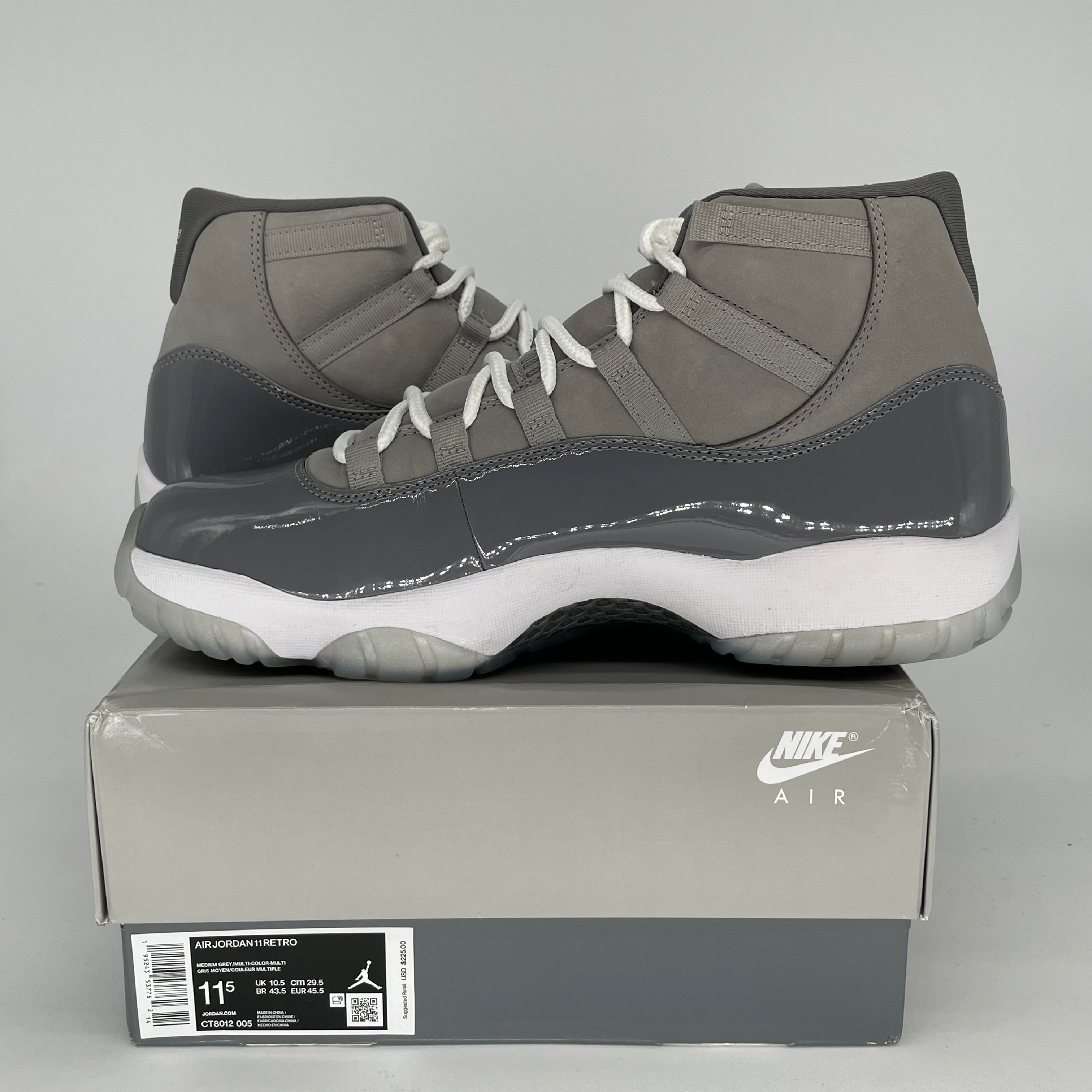 AIR JORDAN 11 RETRO COOL GREY MEN'S BASKETBALL SHOES SIZE 11.5 - CT8012-005 - Perfect for Sneaker Collectors & Basketball Players