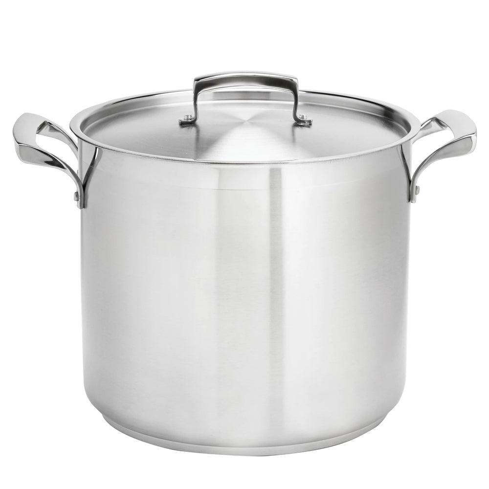 Browne 100 Quart Thermalloy Stainless Steel Deep Stock Pot with Lid - Commercial Grade Cooking Pot for Restaurants, Catering & Large Batch Meal Prep