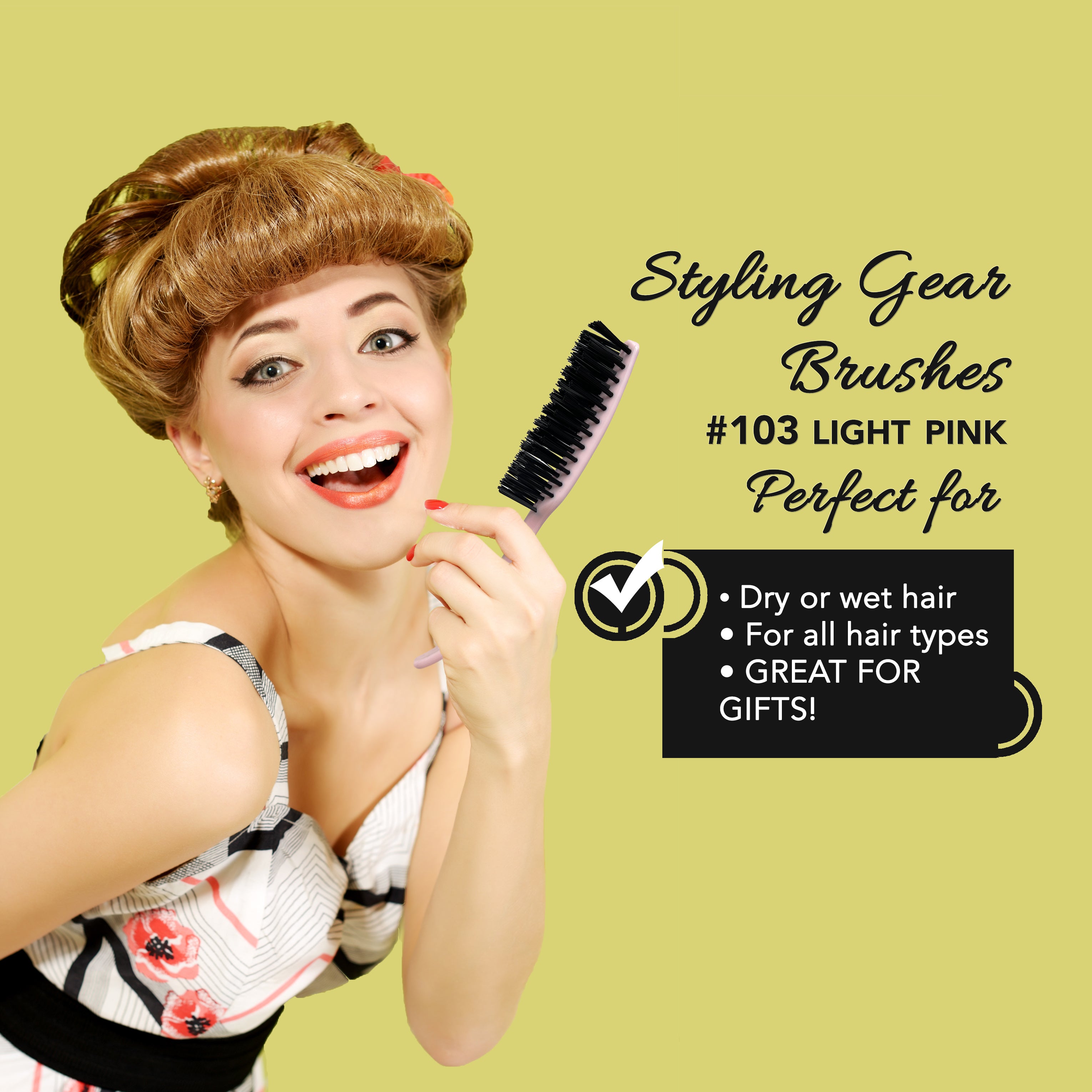 Styling Gear 7 Row Hair Brush with Nylon Bristles - 2 Pack Detangling Brush for Smooth & Shiny Hair - Perfect for Home, Salon & Travel Use