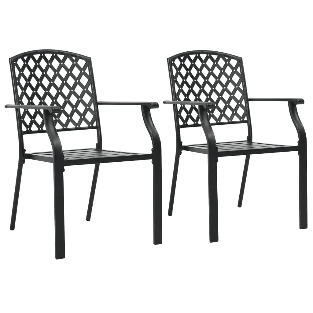 2-Pack Stackable Steel Outdoor Chairs - Black Patio Dining Chairs for Garden, Backyard, Balcony & Living Room - Durable & Weather-Resistant for Outdoor Entertaining & Relaxation