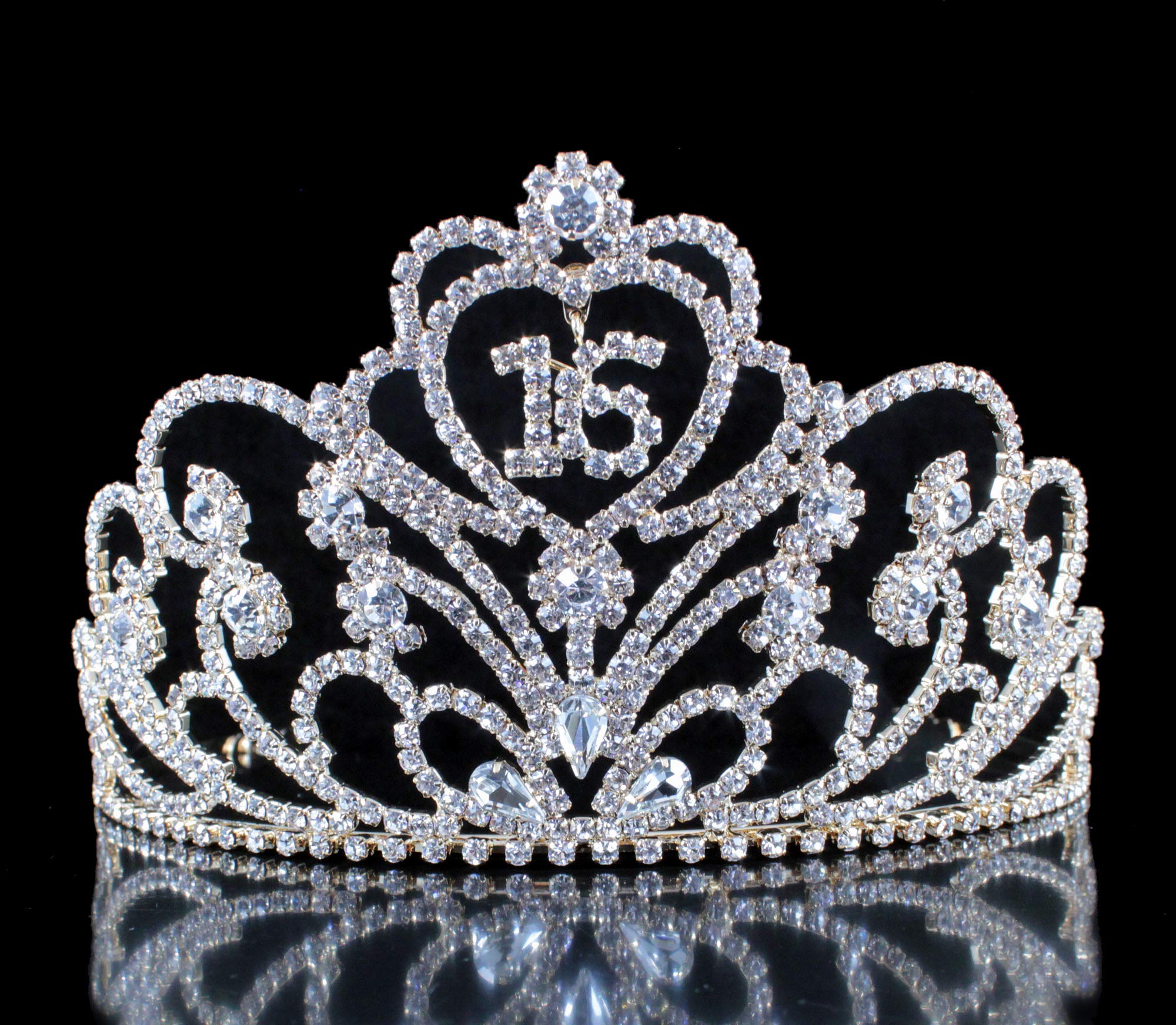 16th Birthday Tiara Crown - Sweet Sixteen Rhinestone Crystal Hair Jewelry, Gold-Plated Headband for Girls | Perfect for Sweet 16 Parties, Quinceañeras, Prom & Special Occasions