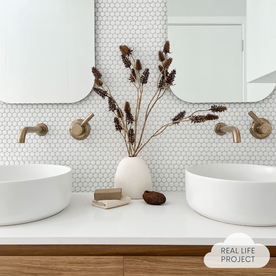 Premium White Matte Penny Round Mosaic Tile - 1x1 Inch Ceramic Wall & Floor Tiles for Bathroom, Kitchen Backsplash, Shower, and Pool Designs
