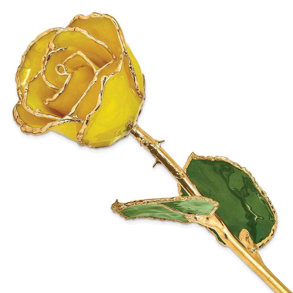 24K Gold Dipped Real Yellow Rose - 11 Inch Preserved Flower for Anniversary Gifts, Wedding Decor & Home Luxury Decorations