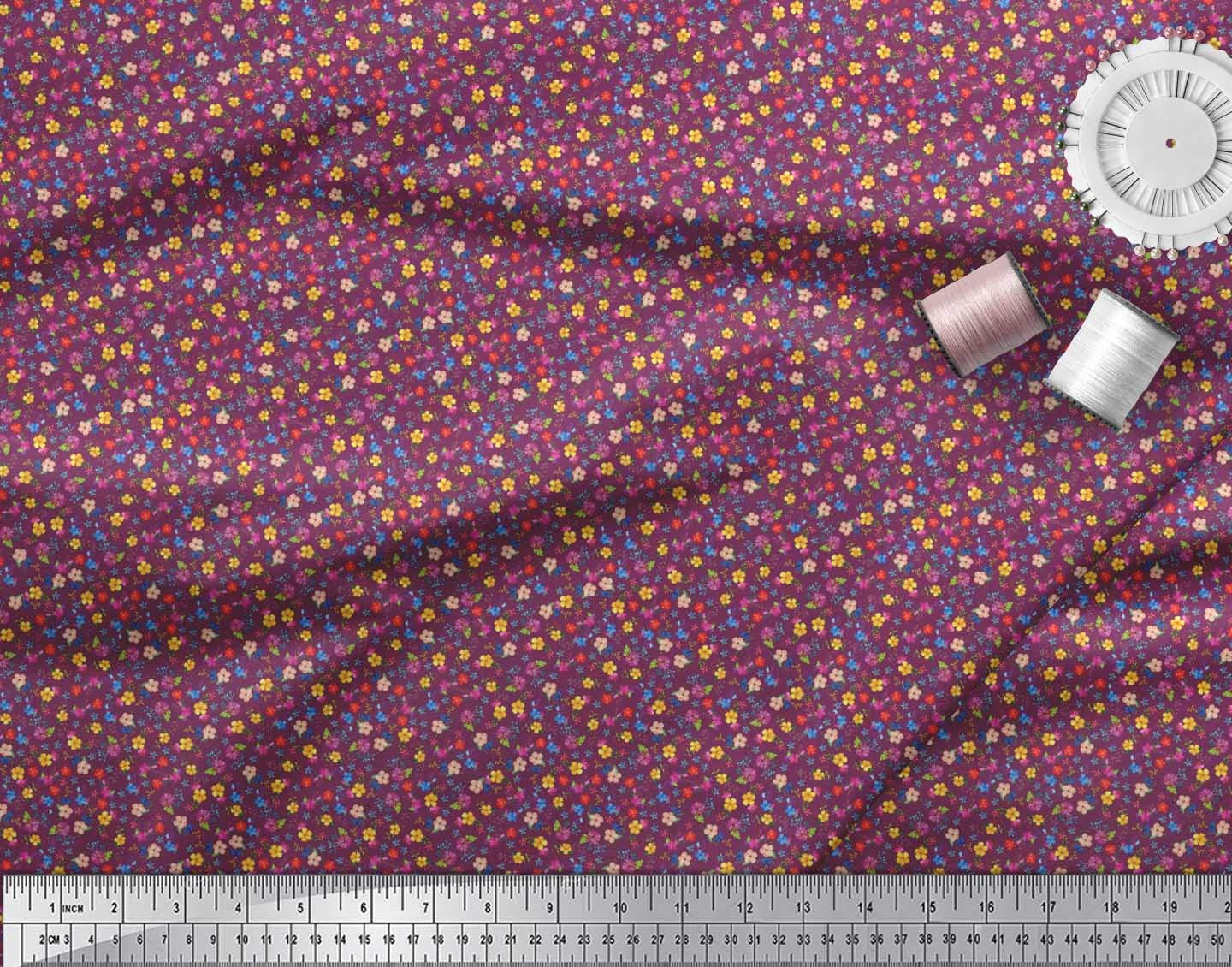 Soimoi 100% Cotton Jersey Pink Fabric by The Yard - 58 Inch Wide - Leaves & Floral Printed Fabric for DIY Clothing, Dresses, Quilting & Home Decor Projects