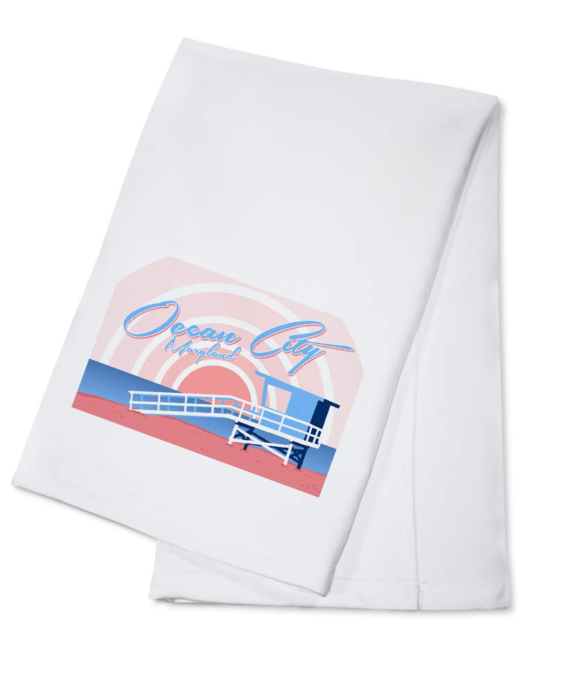 Ocean City Maryland Beach Lifeguard Shack 100% Cotton Tea Towel - Decorative Hand Towel for Kitchen, Bathroom & Home Decor - Perfect for Beach House, Coastal Decor & Gift Giving