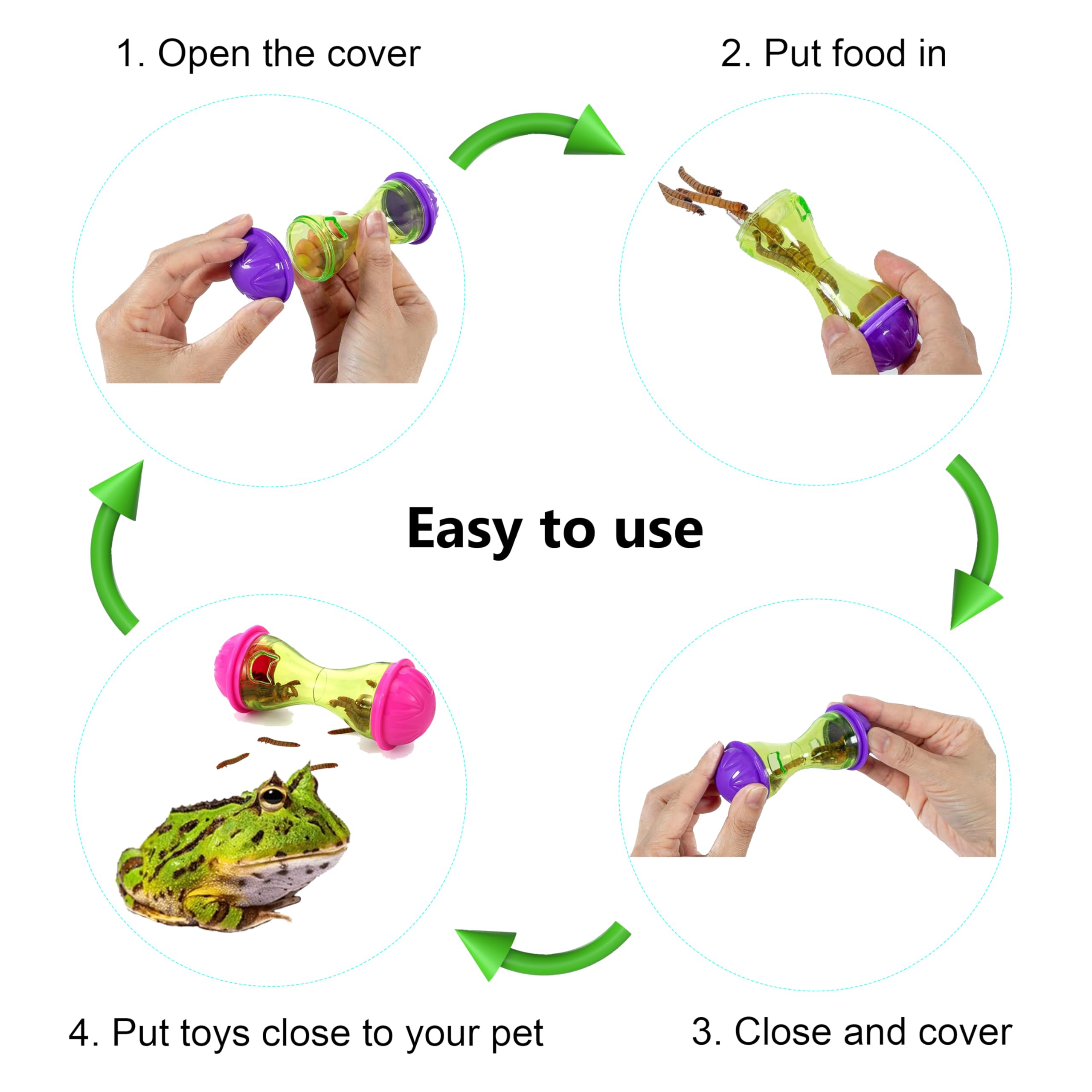 3Pcs Frog & Toad Feeder - Automatic Frog Food Dispenser for Terrariums - Habitat & Tank Accessories for Tree Frogs - Perfect for Feeding Pet Frogs in Home or Classroom Terrariums