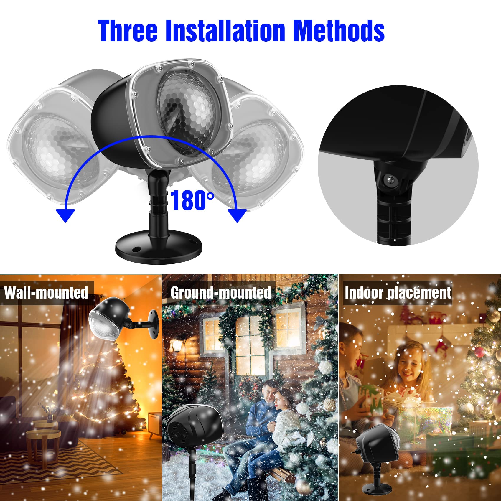 Christmas Snowfall Light Projector with Remote Control - Waterproof Outdoor Rotating Snowflake Projector Lights for Holiday Decorations, Halloween, Weddings & Garden Parties - Create Magical Winter Scenes