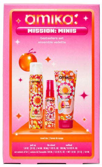 Amika Mission Minis Holiday Hair Care Set - Travel Size Shampoo, Conditioner & Styling Products for Gifts & Vacation Essentials