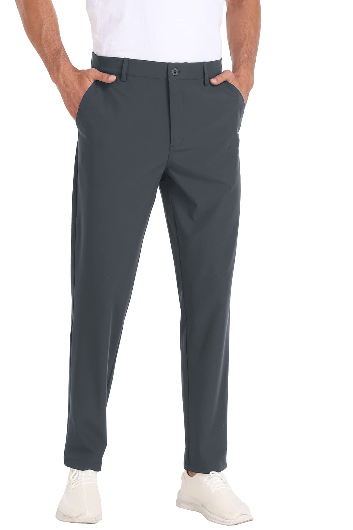 MoFiz Men's Slim Fit Stretch Golf Pants - Quick Dry Lightweight Office Dress Pants with Zip Pockets - Comfortable Casual Workwear for Golf, Business & Outdoor Activities