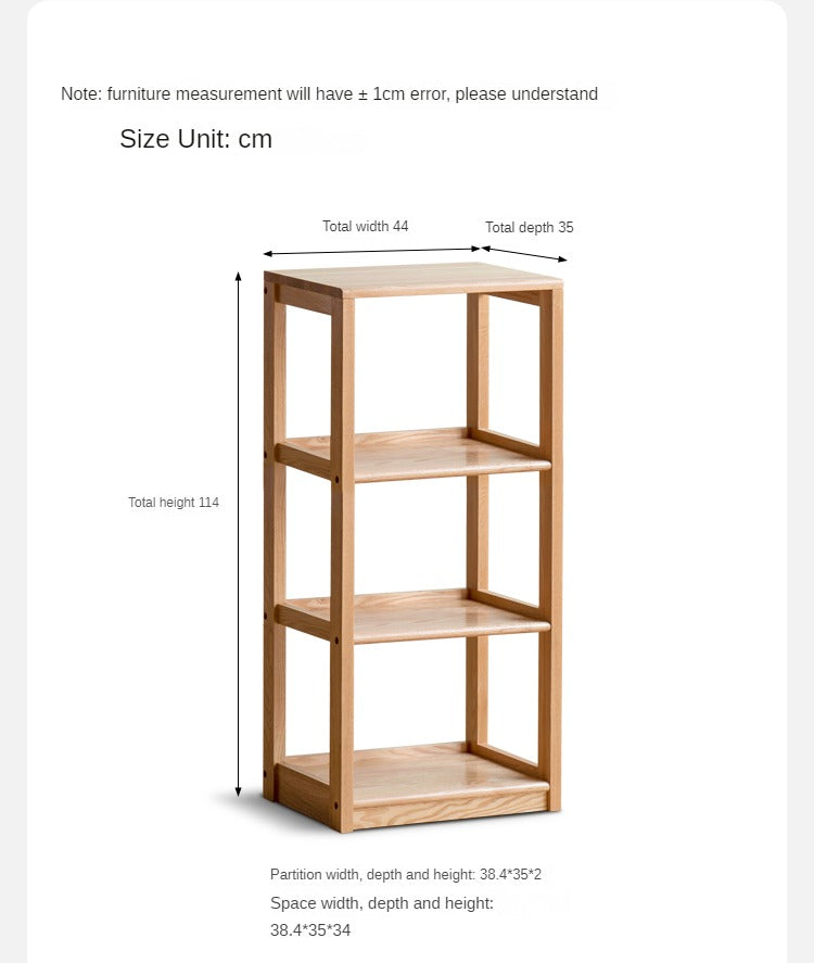 Solid Oak Wood 5-Tier Bookshelf - Sturdy Multi-Layer Bookcase for Home Office, Living Room & Library Storage