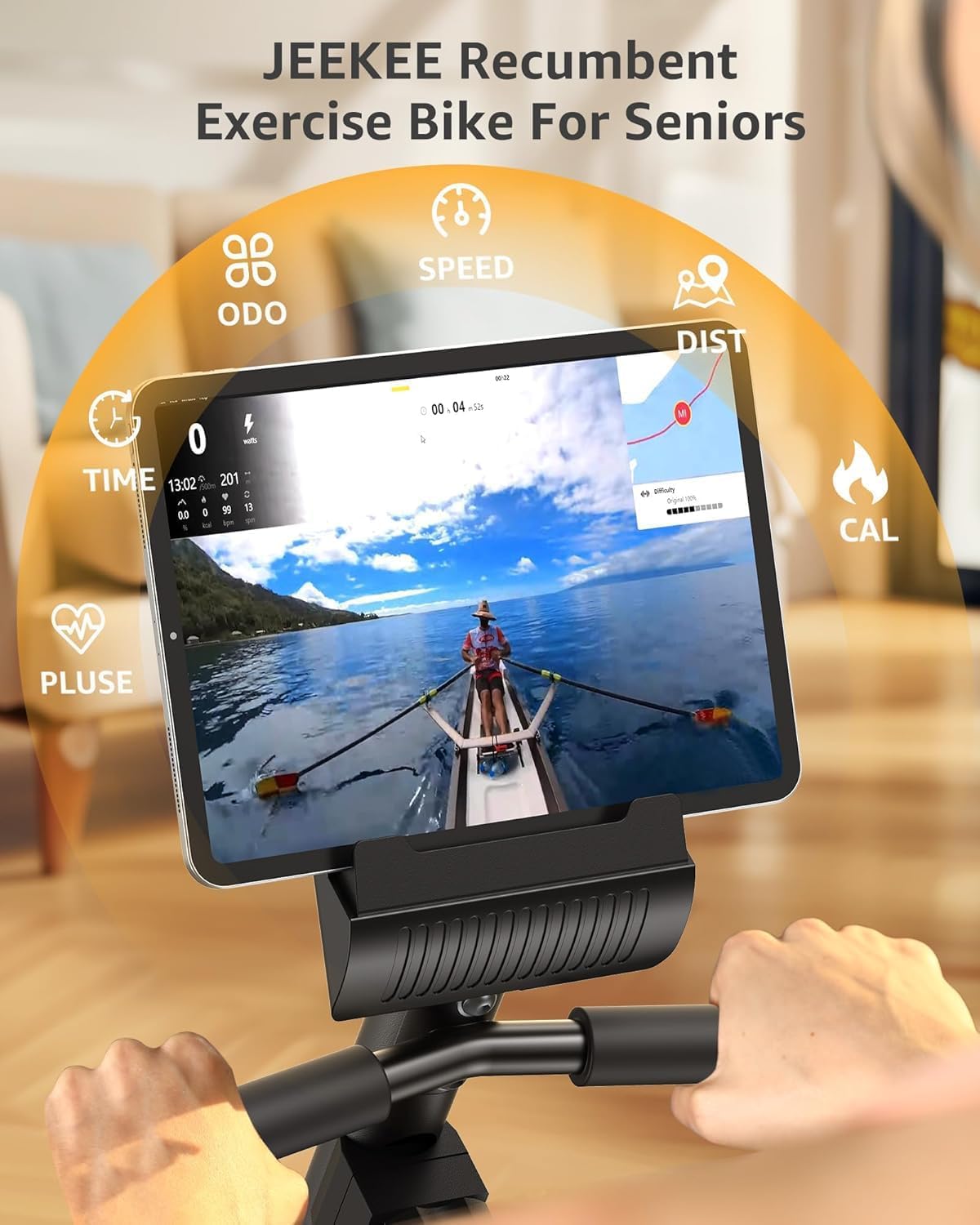 **JEEKEE Recumbent Exercise Bike for Seniors & Adults - 300LB Weight Capacity, 16-Level Magnetic Resistance, Heart Rate Monitor - Home Gym Equipment for Low-Impact Workouts & Physical Therapy**