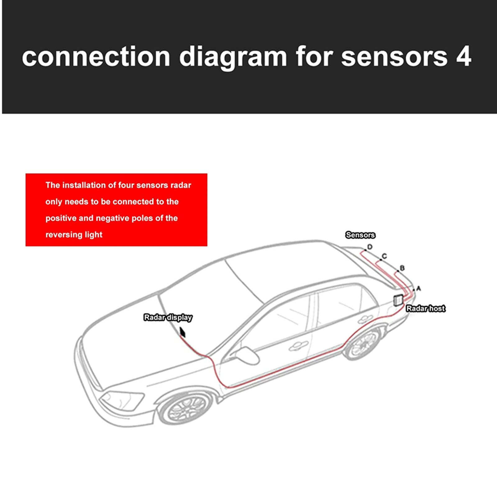 OSAN Reversing Radar System - 4 Sensor Parking Aid Kit with Digital LED Display & Beeper Alarm for Cars, Trucks, SUVs | Easy Backing & Parking Assistance | White