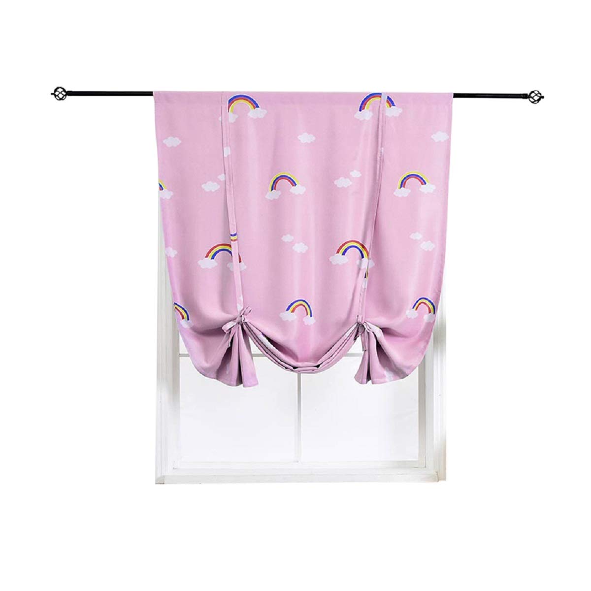 ELEOPTION Thermal Insulated Blackout Curtains for Small Windows - Rainbow Pink Window Valance Balloon Blind with Rod Pocket, 24