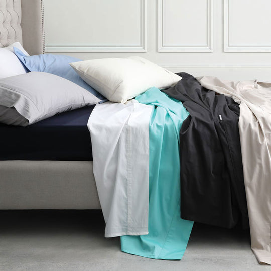 Luxury 400 Thread Count Egyptian Cotton Sateen Navy Blue Standard Pillowcase Set - Soft & Breathable Bedding for Hotel-Style Comfort - Perfect for Master Bedroom, Guest Room & Luxury Home Decor