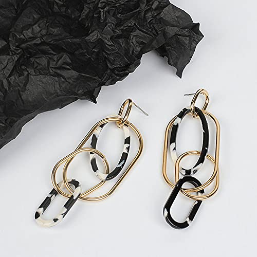 Stylish Acrylic Leopard Print Long Pendant Earrings for Women - Geometric Resin Oval Dangle Earrings - Fashion Statement Jewelry for Parties, Date Night & Special Occasions