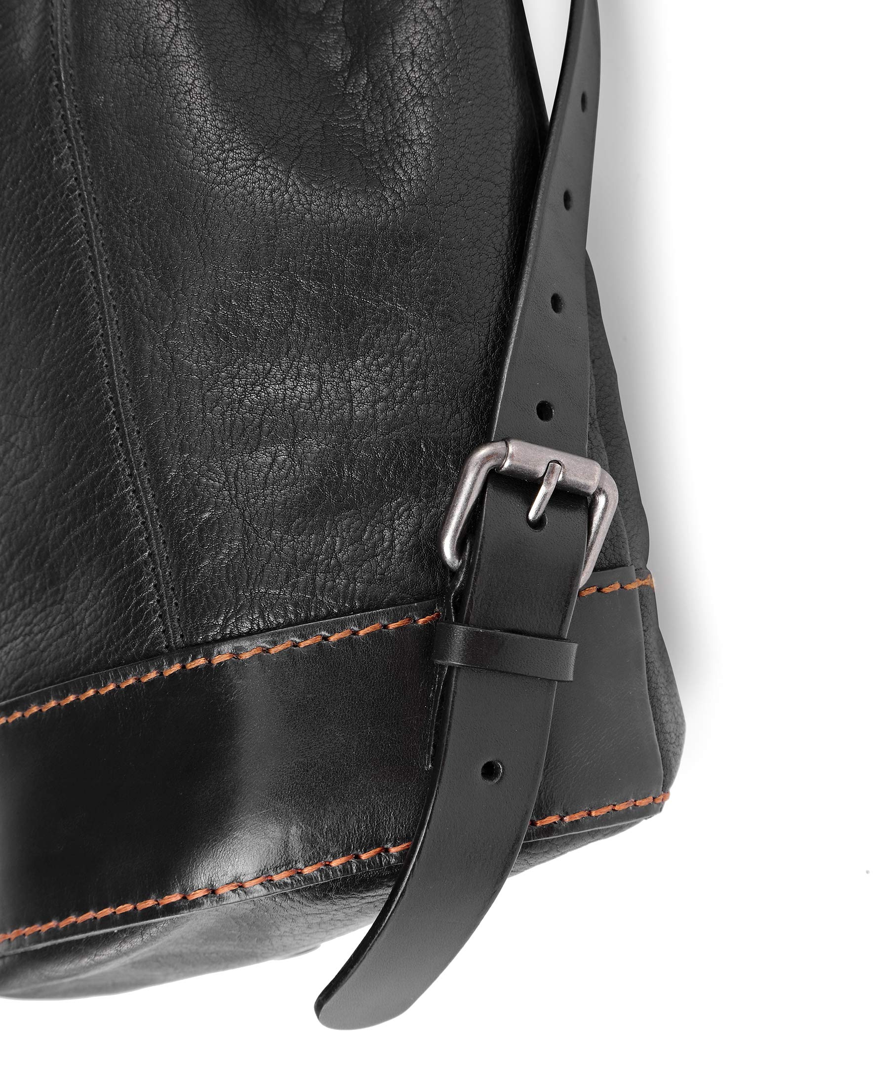 Genuine Leather Stars Align Bucket-Backpack (Black) - Stylish Unisex Travel Backpack for Work, School & Outdoor Adventures