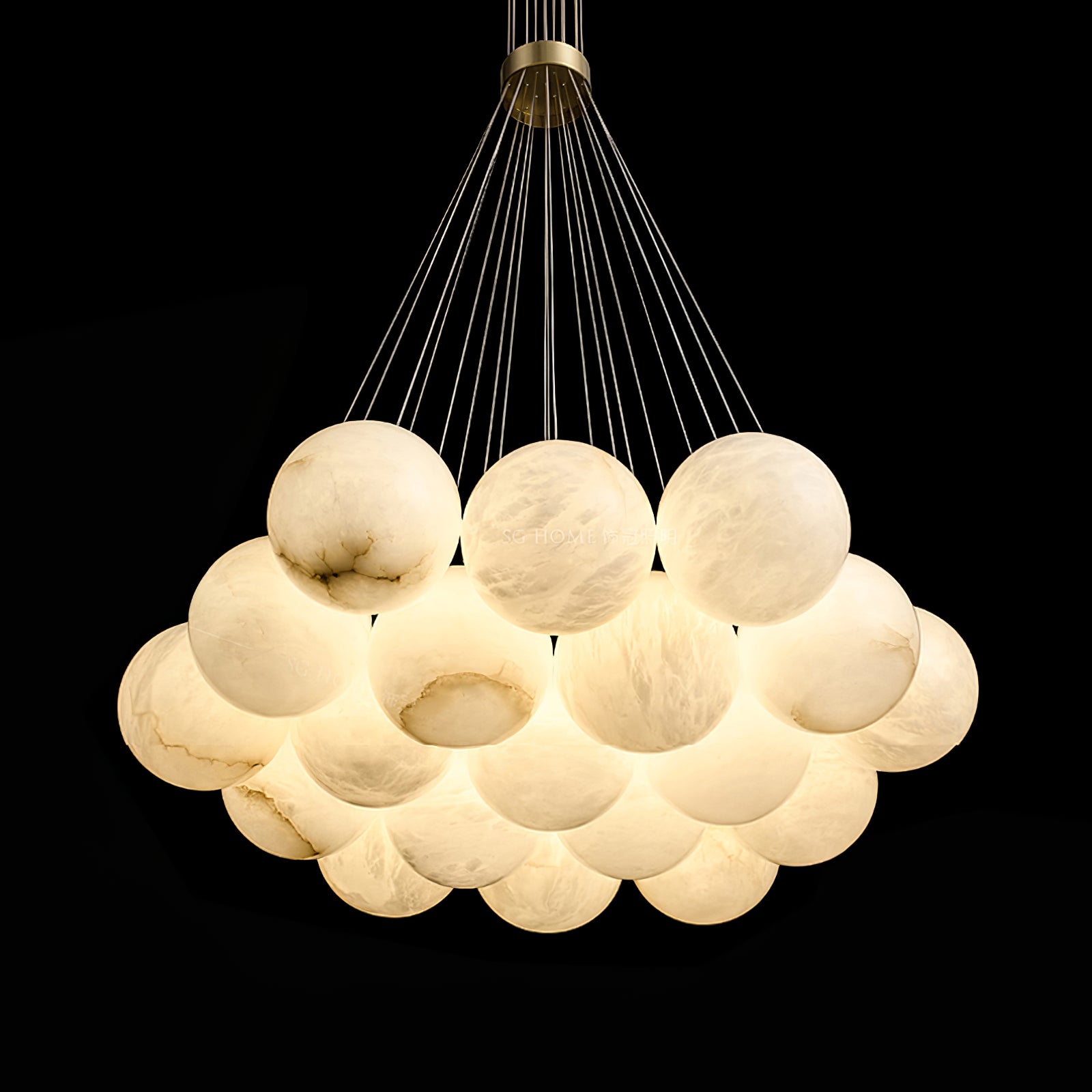 Elegant Alabaster Balls Chandelier - Modern Crystal Ceiling Light Fixture for Dining Room, Living Room & Bedroom Decor