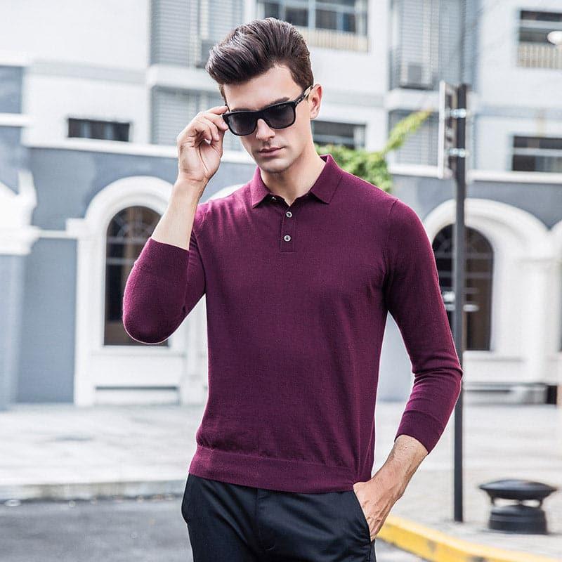 Premium Men's Cashmere Polo Sweater - Soft & Luxurious Knitwear for Business Casual & Winter Wear