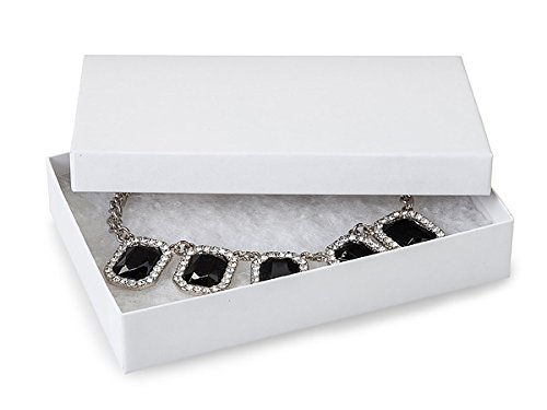 100 Pack 5.5 x 3.5 x 1 Inch White Kraft Recycled Jewelry Gift Boxes - Eco-Friendly Fiber Lined, 2-Piece Rigid Setup, Made in USA - Perfect for Jewelry Storage, Wedding Favors & Small Gift Packaging