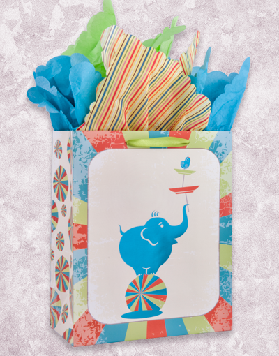 At The Circus Themed Party Favor Bags - Colorful Gift Bags for Birthday Parties, Baby Showers & Carnival Events