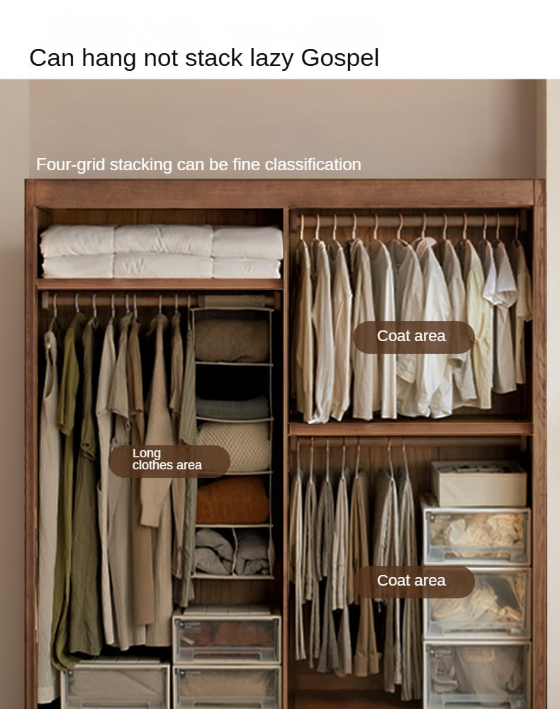 Premium Black Walnut Solid Wood Sliding Door Closet - Elegant & Durable Wardrobe Solution for Bedroom, Walk-in Closet, and Modern Home Decor