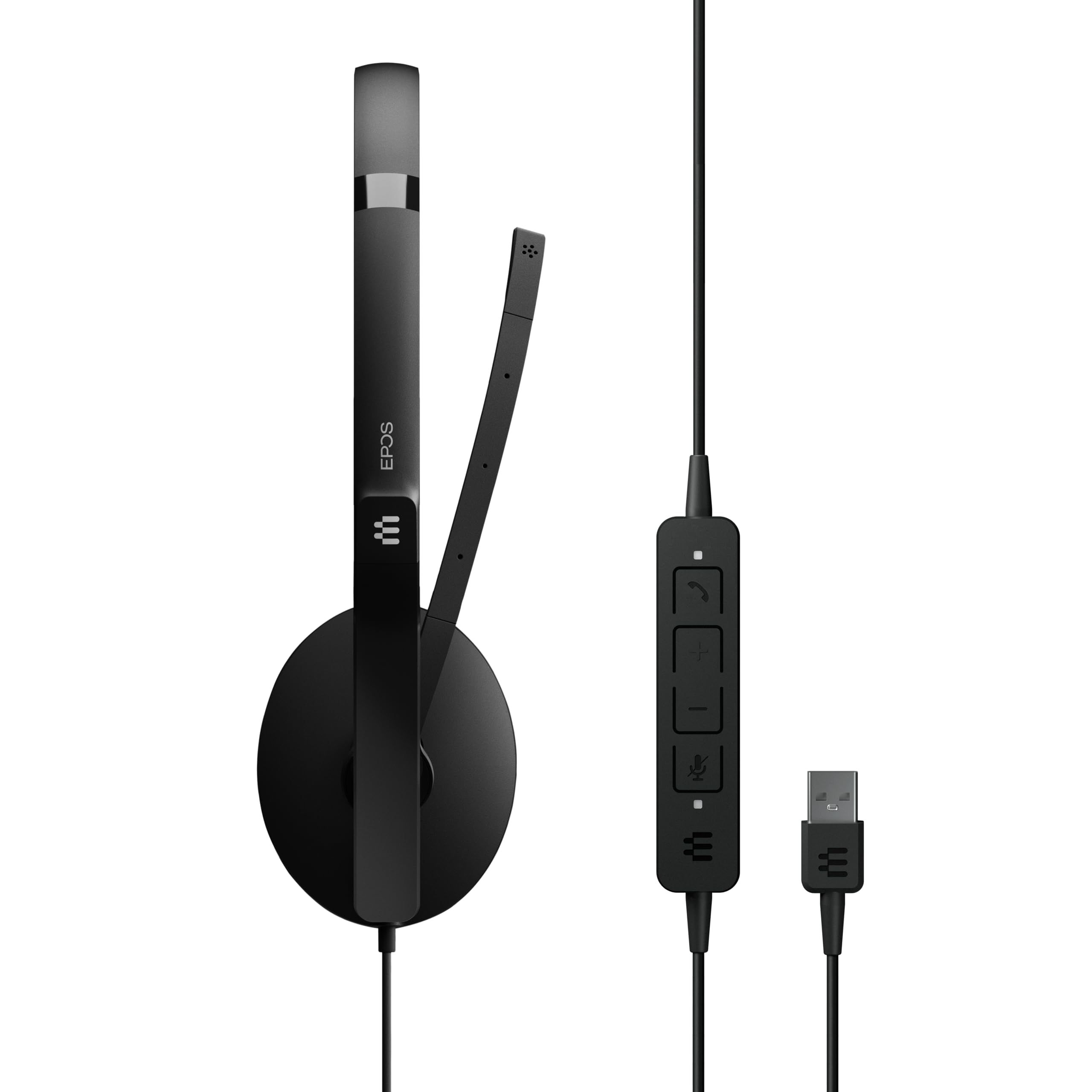 EPOS Adapt 160 USB II Wired Headset - UC Optimized Dual-Sided Headphones with USB Connectivity - Superior Stereo Sound & Noise Cancellation - Comfortable Office Headset with Call Control (Black) - Perfect for Remote Work, Call Centers & Business Communications