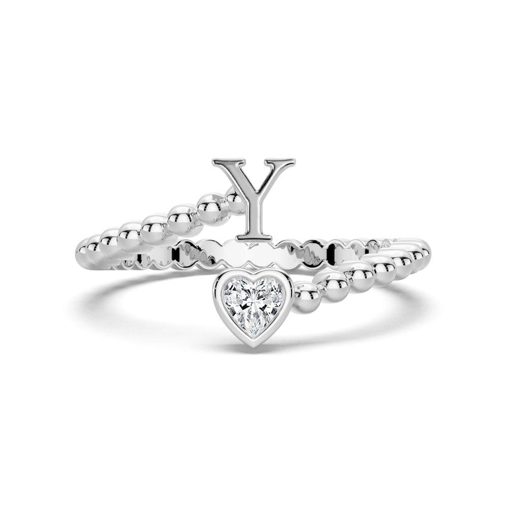 Lab Grown Diamond Personalized Initial Promise Ring for Women - Custom Engraved 14K Gold/White Gold Name Letter Ring - Perfect for Anniversaries, Engagements & Special Occasions