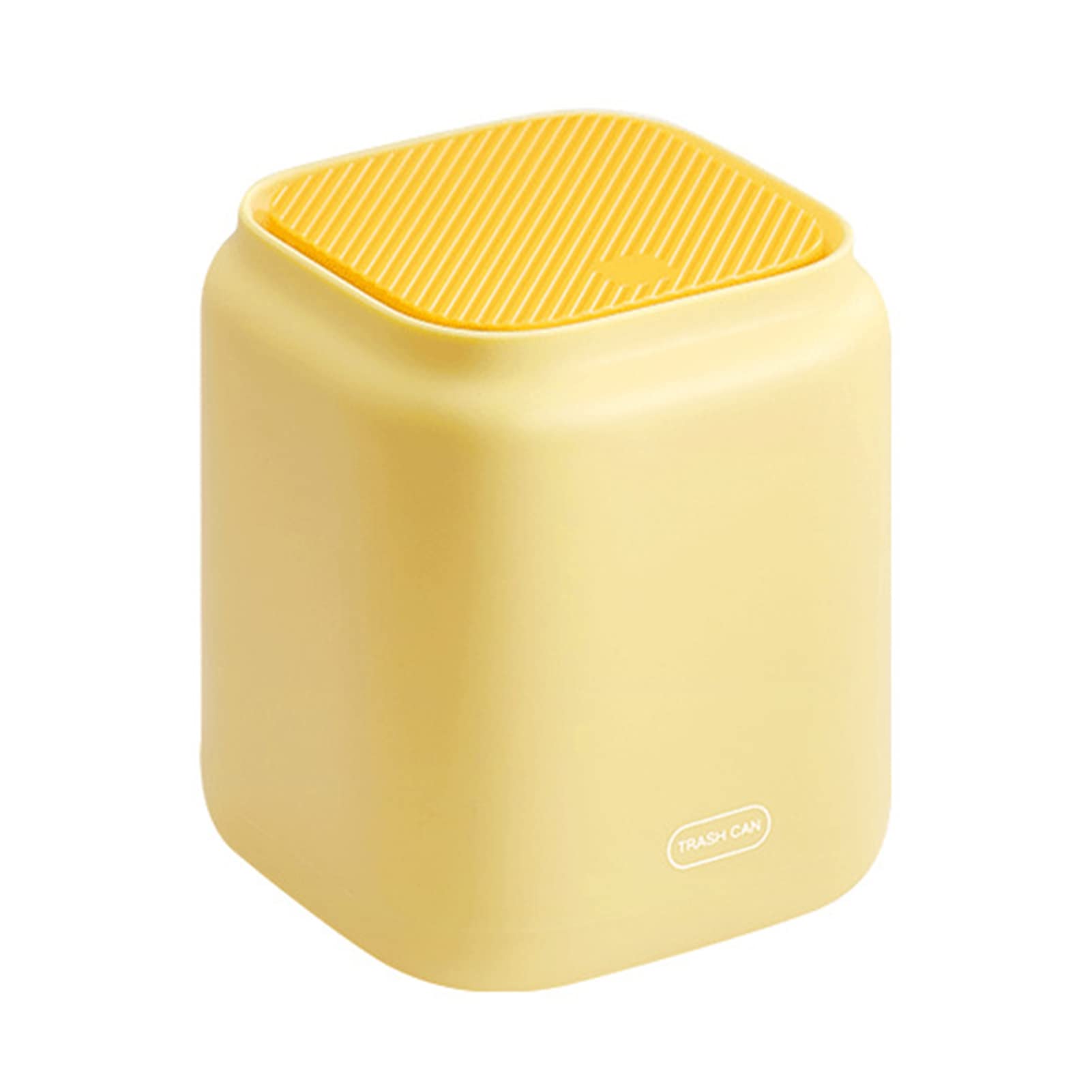 Meideli Small Trash Can with Press Lid - 1.2 Gallon Mini Waste Bin, Nordic Style Desk Trash Can for Kitchen, Office, Bedroom & Bathroom - Space Saving Yellow Garbage Basket for Home, Dorm & Workspace