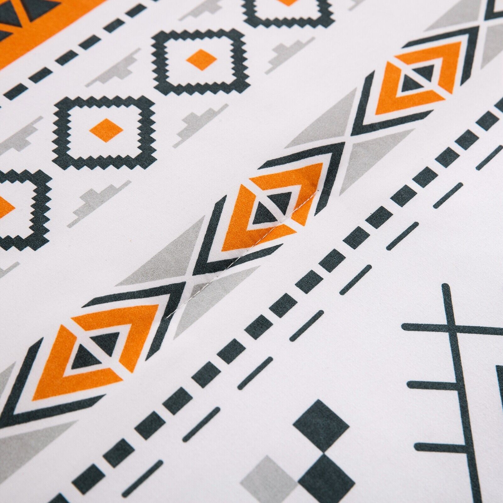 Boho Comforter Set Queen Size - Reversible Orange Geometric 3-Piece Bedding Collection for Cozy Bedroom Decor & Bohemian Style Home