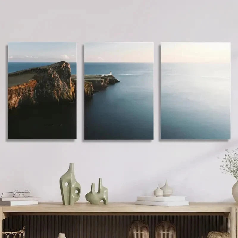 3-Piece Cape Nistor Lighthouse Metal Wall Art - Ready to Hang Coastal Decor for Living Room, Bedroom or Office