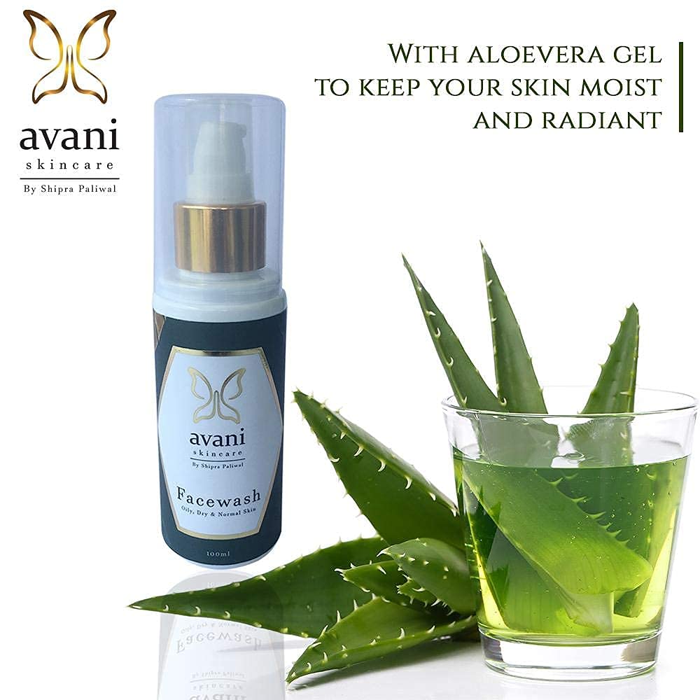 Avani Skincare Aloe Vera Face Wash for Acne & Pimple Control - Moisturizing Cleanser with Neem Oil | Paraben & Sulfate Free | 100ml | Gentle Daily Face Wash for Oily & Sensitive Skin | Perfect for Morning & Night Skincare Routine