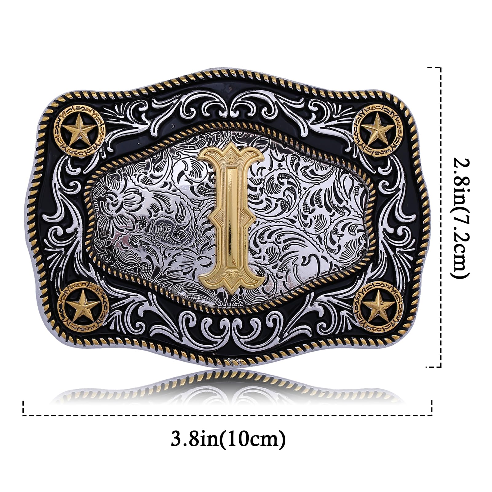 Custom Initial Letter Western Belt Buckle - Large Gold Cowboy Belt Buckle for Men & Women (A-Z) - Perfect for Rodeo, Country Music Festivals & Western Fashion
