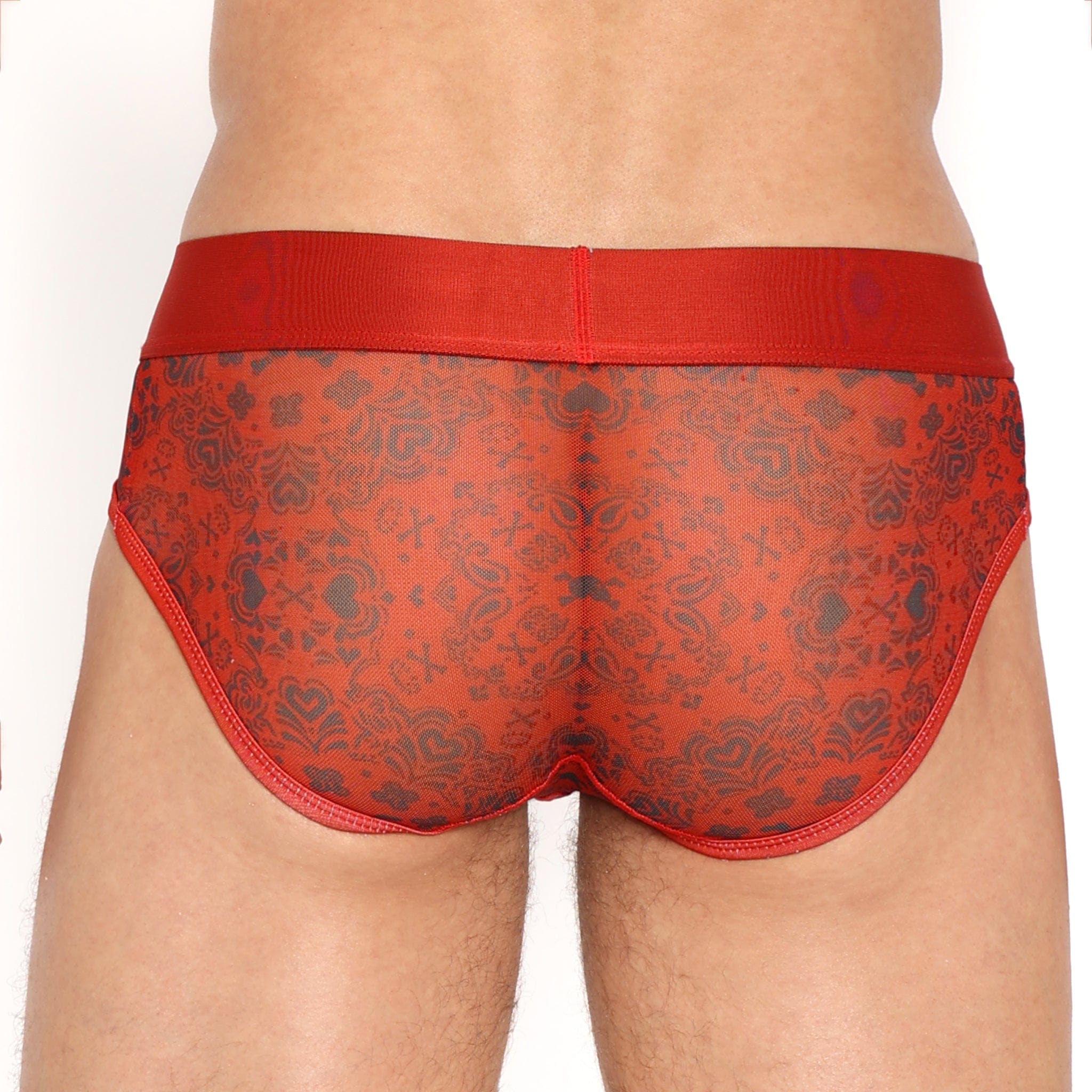 Red Heart Sheer Mesh Bandana Briefs - Sexy Lingerie for Women, Valentine's Day Gift, Romantic Occasions & Special Nights