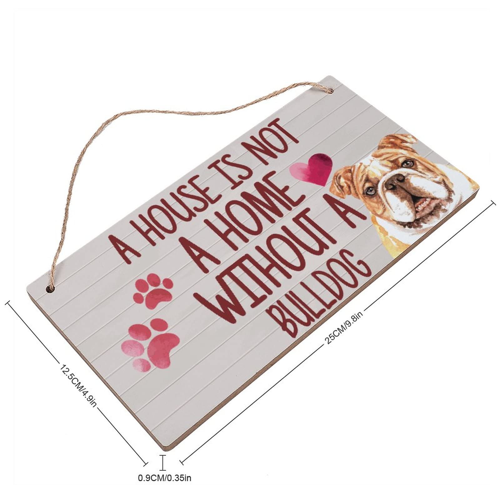ENEDNATE Bulldog Wood Sign - Rustic Hanging Plaque for Home Decor (6x12 inch) - Perfect for Pet Lovers