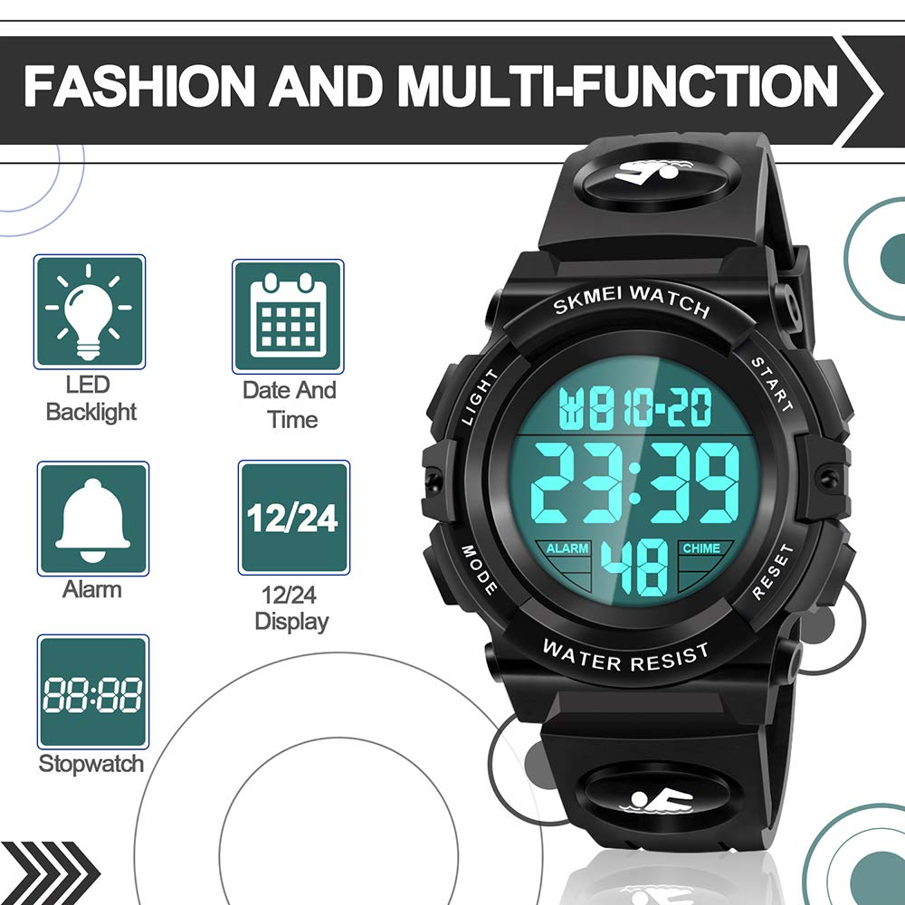 Waterproof LED Digital Watch for Kids - Durable & Stylish Kids Watch for Swimming, Sports & Outdoor Activities - Perfect Gift for Boys and Girls