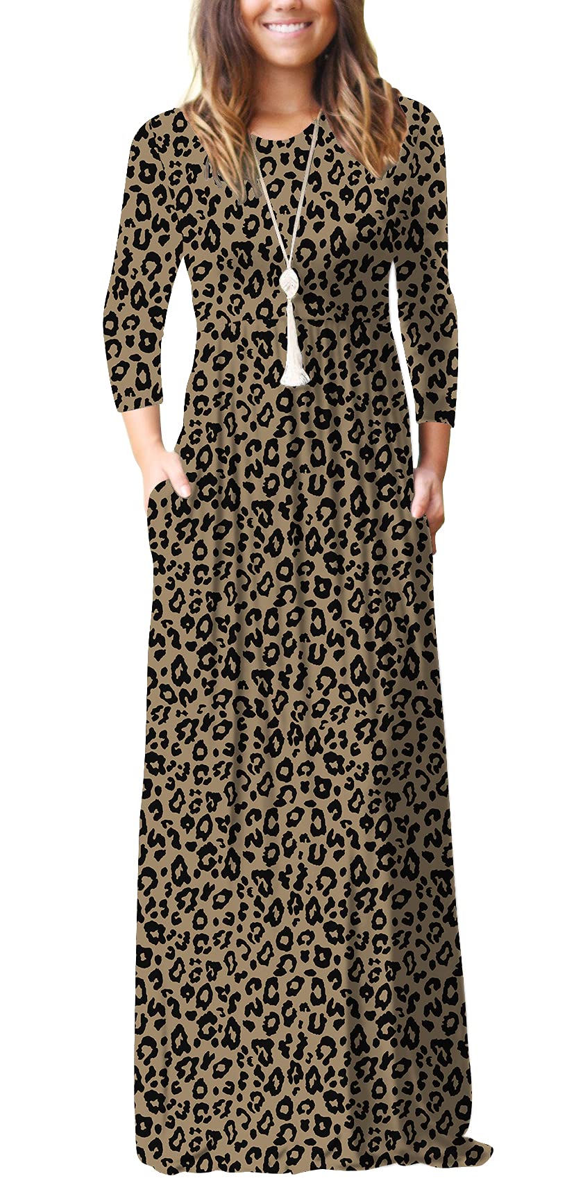 GRECERELLE Women's Long Sleeve Maxi Dress - Loose Fit Casual Plain Long Dress with Pockets | Perfect for Everyday Wear, Beach Cover Up & Vacation Outfits