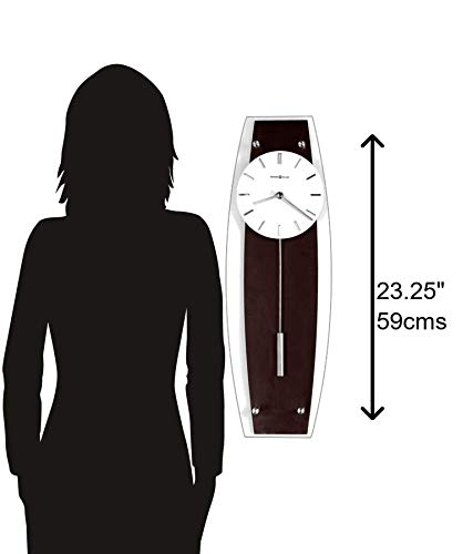 Howard Miller Cyrus Wall Clock - Espresso Finish, Cylindrical Pendulum, Quartz Movement, White Analog Display with Flat Glass - Battery Operated Wall Clock for Home, Living Room, Office & Kitchen Decor | Perfect for Modern Interiors, Workspaces & Dining Areas