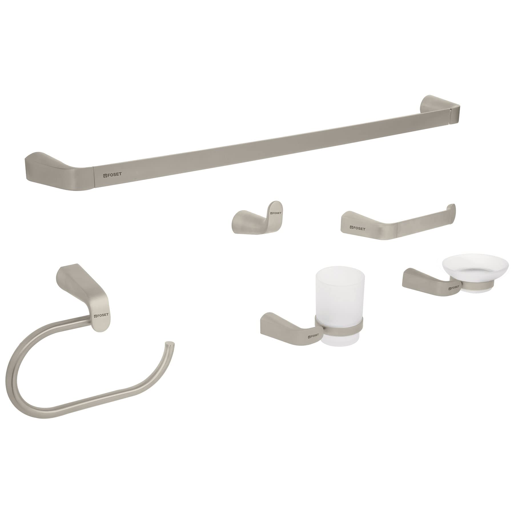 Luxury Satin Bathroom Accessory Set - 6 Piece Riviera Collection for Elegant Home Decor & Spa Experience