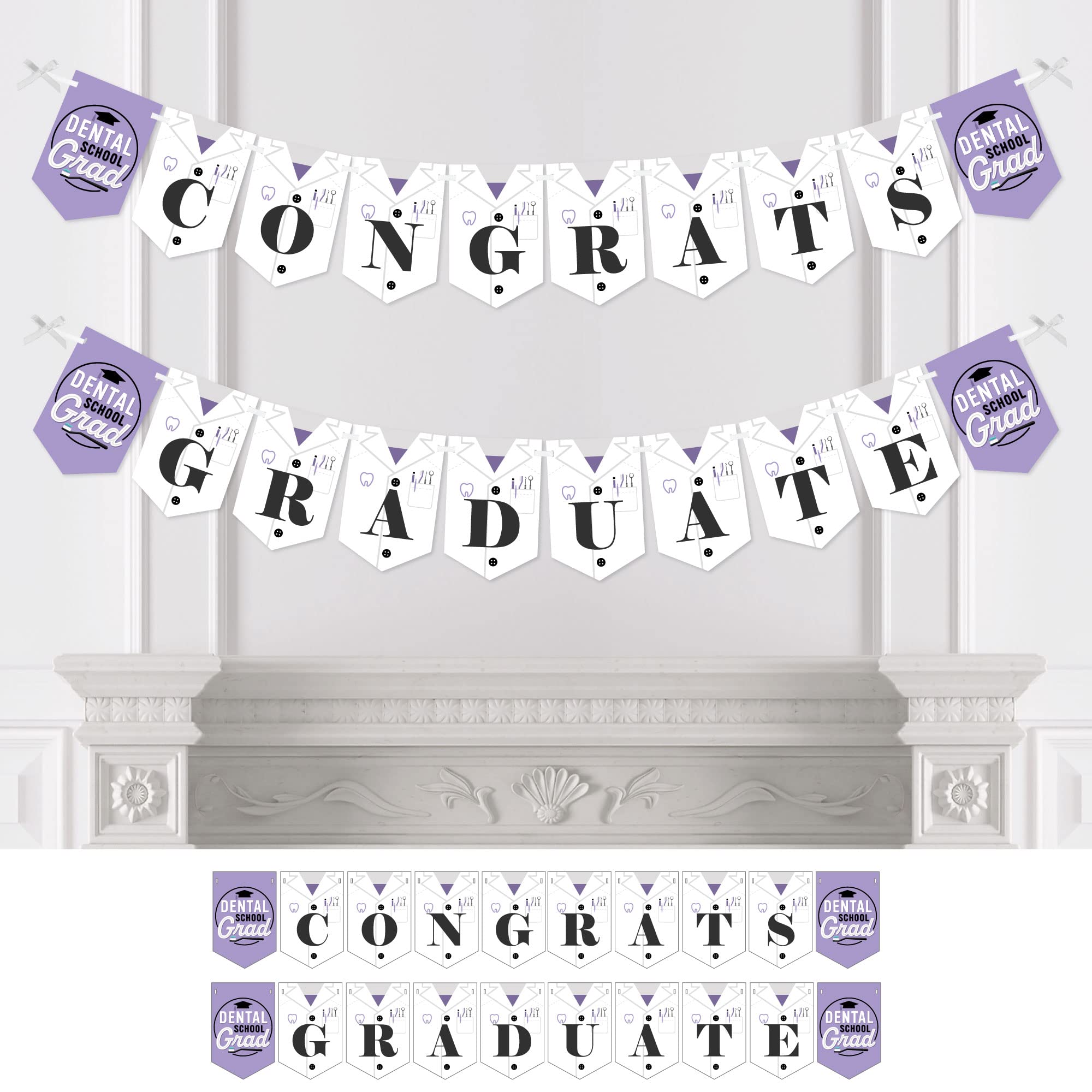 Dental School Graduation Banner - Hygienist & Dentist Party Decorations - Congrats Grad Bunting for Dental School & Hygiene Graduation Parties - Perfect for Classrooms, Clinics & Celebrations