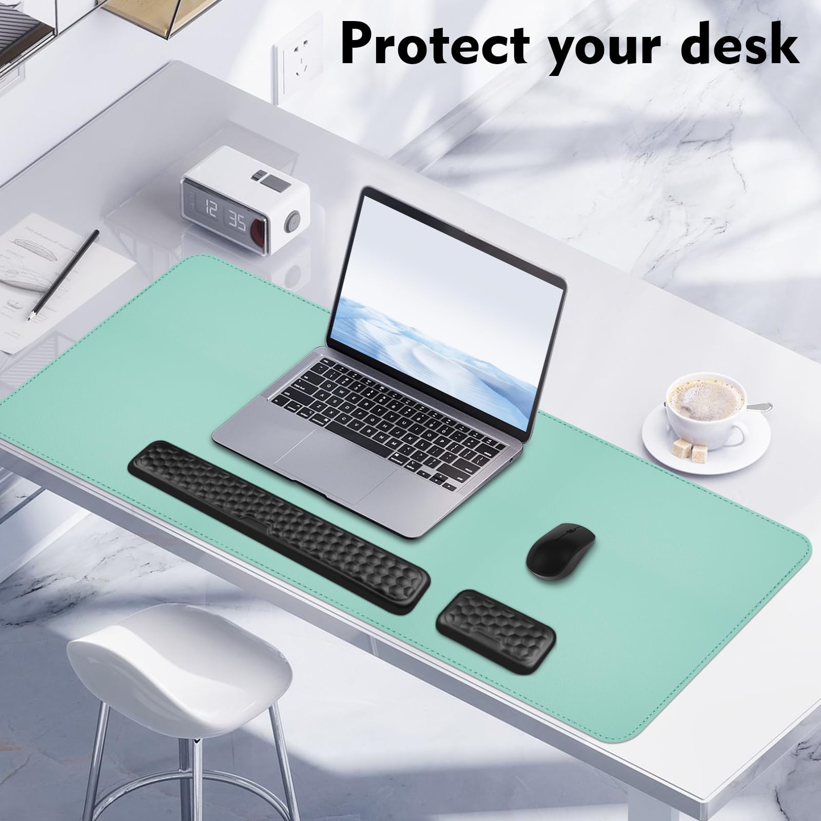 Premium Dual-Sided Desk Mat - Large Non-Slip Cork & PU Leather Mouse Pad (31.5