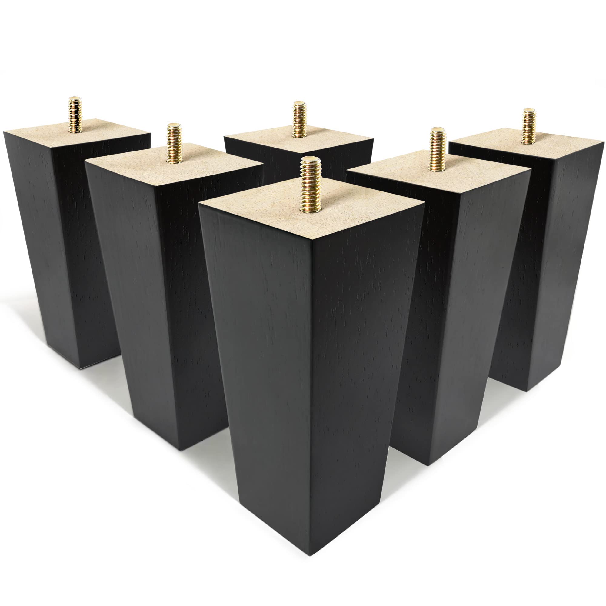 AORYVIC 6 Inch Black Furniture Legs - Set of 6 Heavy Duty Sofa Legs for Sectional, Couch, Ottoman, Dresser, Recliner & Nightstand - Perfect for Home Office & Living Room Furniture Upgrades