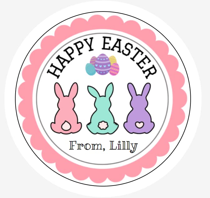 Custom Easter Stickers - 2 Inch Round Personalized Easter Bunny Labels - Set of 20 Happy Easter Stickers for Gifts, Scrapbooking & Party Decorations - Perfect for Easter Egg Hunts, DIY Crafts & Gift Wrapping