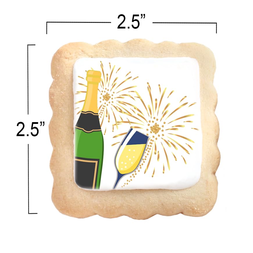 Happy New Year 2025 Individually Wrapped Sugar Cookies - 24 Pack Bulk Party Favors, Holiday Treats & Gift Box for Celebrations, Office Parties & Family Gatherings