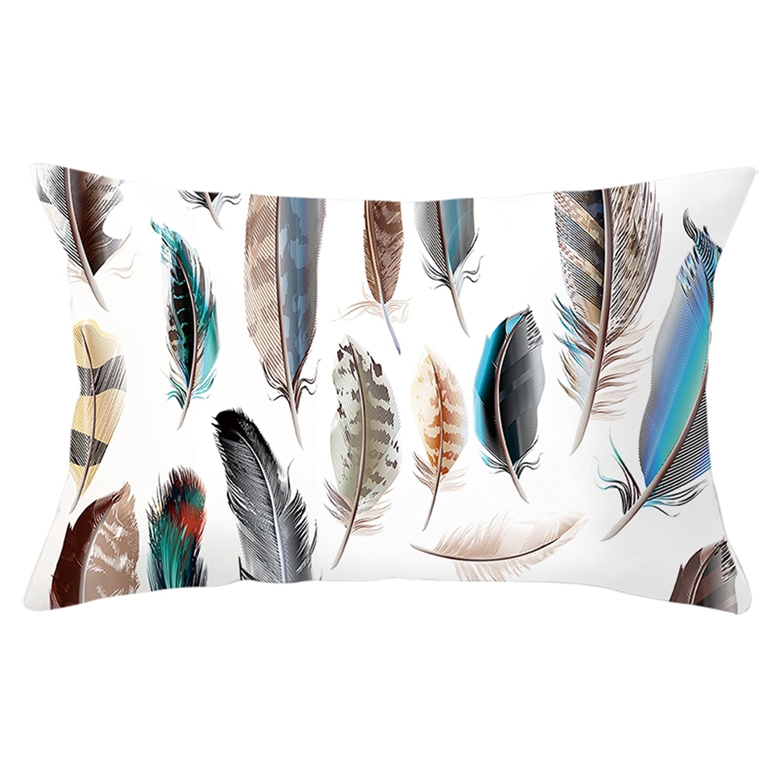 Daesar Decorative Throw Pillow Covers 12x20 30x50CM - Soft Feather & Polyester Blend - White Decorative Pillow Cases (1PCS) - Perfect for Sofa, Bedroom & Home Decor