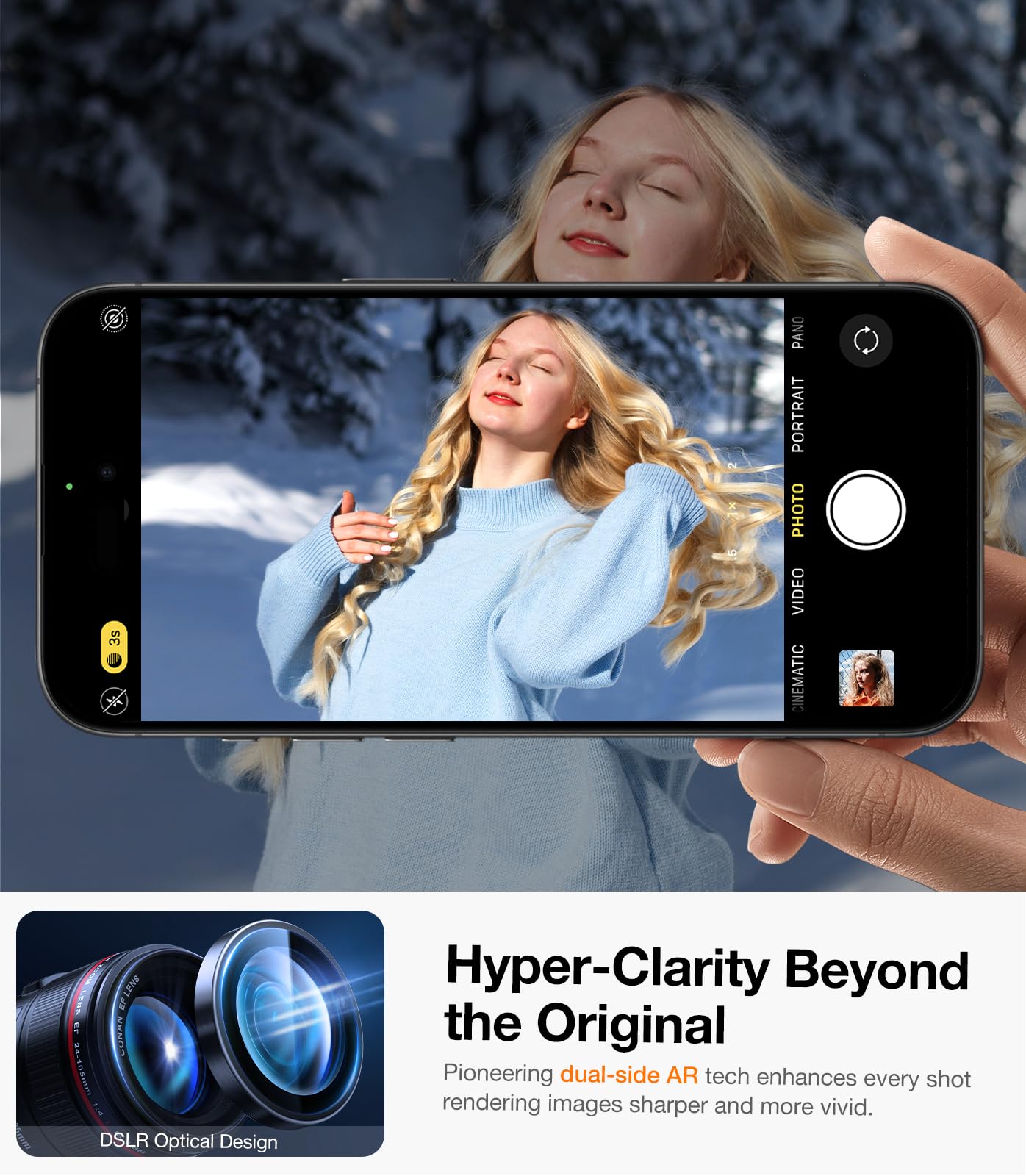 UltraGlass UNBREAKABLE 9H+ Tempered Glass Camera Lens Protector for iPhone 16 Pro Max & iPhone 16 Pro (Black Titanium) - Shatterproof Screen Protector for Enhanced Protection During Outdoor Adventures, Travel & Daily Use