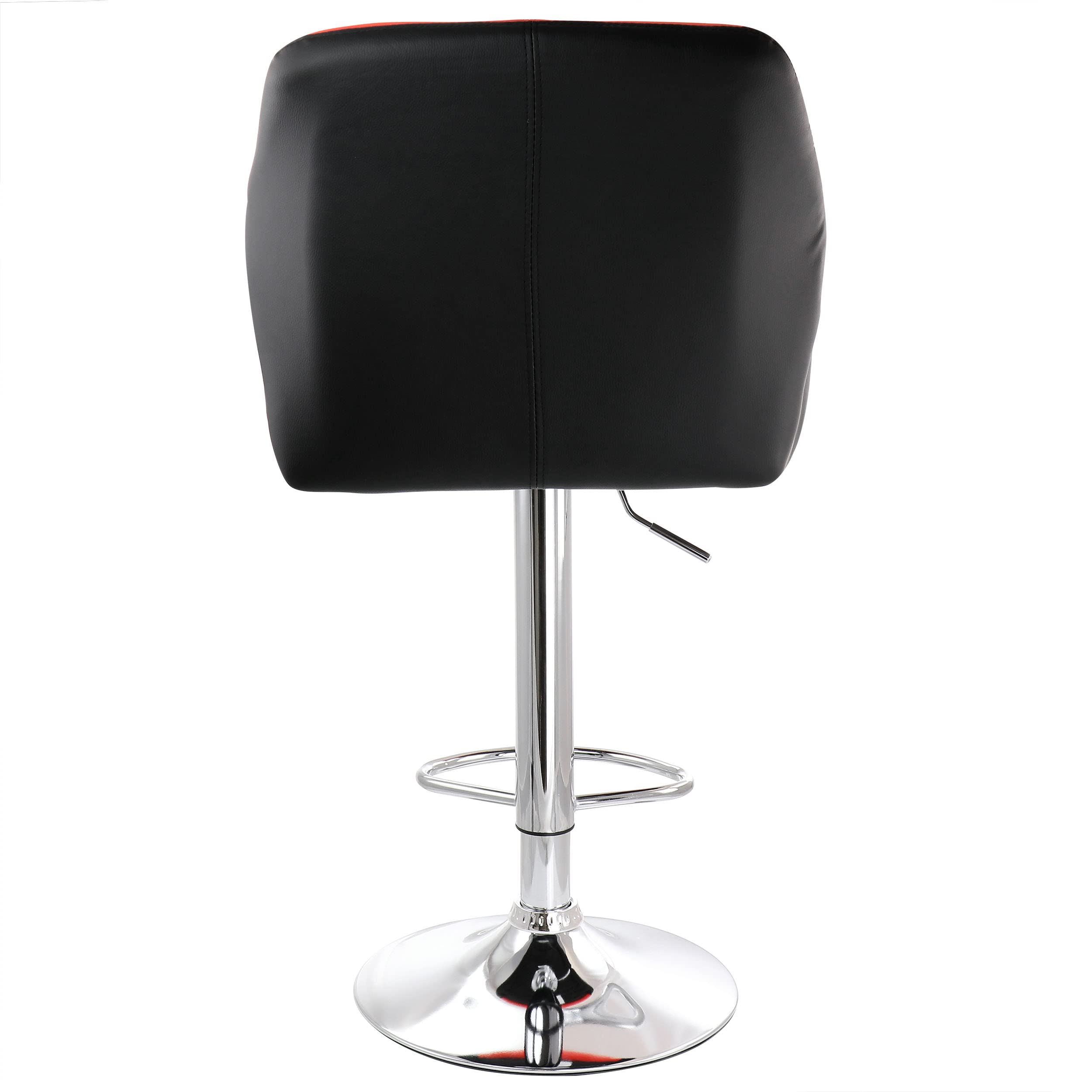 Elama 2-Piece Adjustable Bar Stool Set - Faux Leather Upholstery in Red & Black with Chrome Metal Base - Counter Height Stools for Kitchen Island, Breakfast Nook & Home Bar Decor
